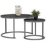 Τραπέζι σαλονιού σετ 2τεμ εφε μάρμαρο μαύρο με μαύρα πόδια