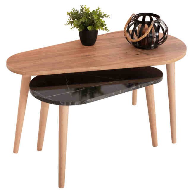 trapezia-salonioy-2tmch-fb91817902-melam Σετ βοηθητικά τραπεζάκια APRILIA φυσικό-μαύρο μάρμαρο - Image 1